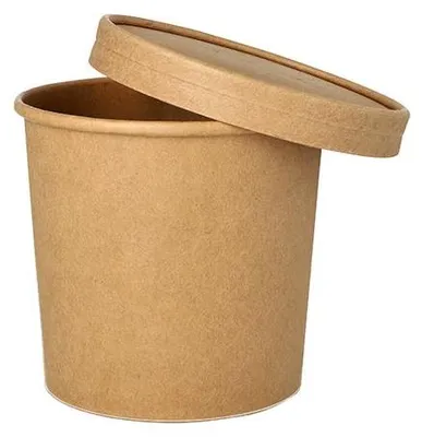 Produktbild von 500 Suppenbecher + Deckel, Pappe rund 760 ml Ø 11,5 cm · 11 cm braun