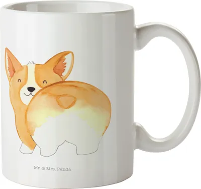 Produktbild von Mr. & Mrs. Panda Trinklernbecher Corgi Po - Weiß - Geschenk, Pott, Hund, Spruch, Mehrwegbecher, Plastikbecher, Sprüche, Motivation, Camping Tasse, Haferl