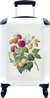 Produktbild von MuchoWow® MuchoWow® Koffer Handgepäck Trolley Rollkoffer Kleine Reisekoffer mit 4 Rollen - Himbeeren - Obst - Lebensmittel - Cabin Size < 55x40x23 cm & 55x40x20 cm - Fotokoffer - Kabinenkoffer - Board