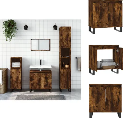 Obrázok produktu pre vidaXL Kúpeľňová skrinka dymový dub 58x33x60 cm materiál na báze dreva - Umývadlá do kúpeľne