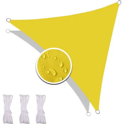 Image de Voile triangulaire, imperméable, jaune, dimensions 2x2x2 mètres, protection UV
