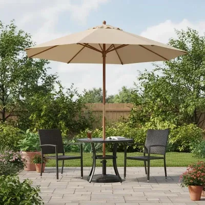 Zdjęcie produktu dla Stojak na parasol wykonany z tworzywa sztucznego, imitujący rattan, o wadze 22 funtów