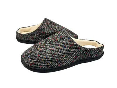 Produktbild von CRELIV Herren Hausschuhe gefüttert, warme Slip-On Pantoffeln mit geschlossener Spitze, bequeme Hauspantoffeln für Zuhause, Schwarz,EU42-43