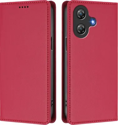 Produktbild von Handyhülle für Ulefone Note 21, Kunstleder Klapphülle Stoßfeste Magnetische Hülle mit Ständer Rot