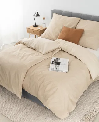 Wendbare Bettwäsche 4-tlg. 100% Baumwolle 135x200 cm Beige