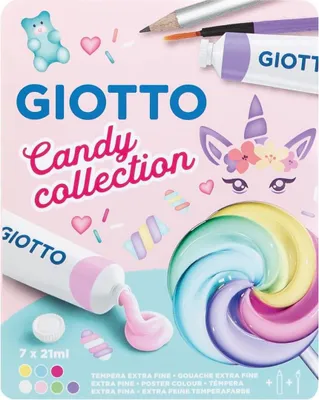 Produktbild von Giotto F302100 Tempera-Farbe 21 ml Tube Blau, Grün, Pink, Rot, Violett, Weiß, Gelb