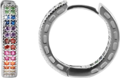 Produktbild von 925/- Echt Silber Klappcreolen "Katha" mit Zirkoniabesatz, 925/rhodiniert