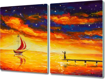 Produktbild von Coloray Hackbrett Küchenbrett Kochplattenabdeckung Schneidebrett Herdabdeckplatte 2x40x52 cm - Das Schiff Nachthimmel