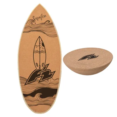 Produktbild von F2 Set Kork Balance Board Surf Flat Shape 84x31cm + Halbkugel
