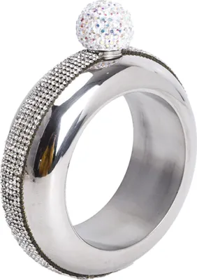 Produktbild von Likörflasche für Damen mit Trichter – Edelstahl-Armreif, Armband, versteckter Flachmann-Set, Weinflasche, Handgelenkschmuck,diamantbesetzte Farbe