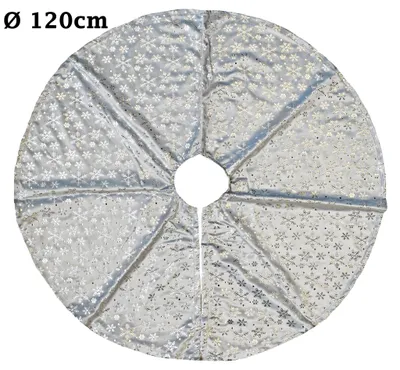 Produktbild von Kuschlige Christbaumdecke Rund Ø 120cm Weihnachtsbaumdecke Weihnachtsbaum Decke Tannenbaum Unterlage, Farbe:Silber / Schneeflocke