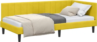 Obrázok produktu pre vidaXL Rohový rám postele s čelom žltý 100 cm x 200 cm zamat
