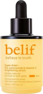 Produktbild von belif Super Drops 5 Vitamin C Brightening Serum 30 ml – Toning Serum mit Niacinamide für ebenmäßigen Hautton und Glow