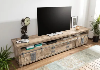 Produktbild von MASSIVMOEBEL24 TV-Board Mango 260x50x60 whitewash lackiert RAILWAY  #355