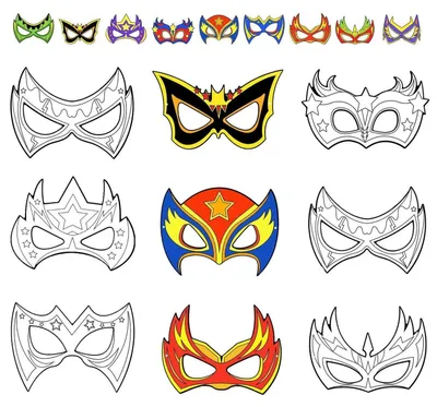 Produktbild von Superhelden Masken zum Ausmalen Kinder 9 Stück Bastelset für Party & Karneval