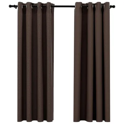 Image de vidaXL Rideaux occultants Œillets aspect lin 2 pcs. Taupe 140x175cm