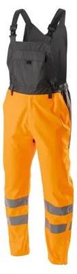 Produktbild von Warnschutz-Latzhose Herren orange Gr. S Högert Technik, EN ISO 20471, wasserdicht, reflektierend – VOLME Arbeitslatzhose Warnkleidung