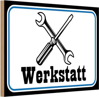 Produktbild von vianmo Holzschild 12x18 cm Werkstatt Reparatur Auto Garage