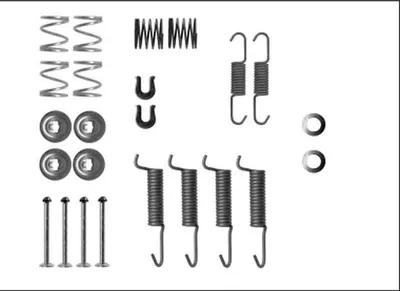 Imagen del producto de Kit de accesorios para zapatas de freno de estacionamiento, 24 piezas, marca HELLA, compatible con, entre otros, el modelo OPEL FRONTERA