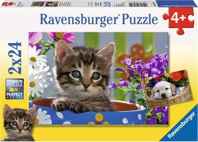 Produktbild von 2 x 24 Teile Ravensburger Kinder Puzzle Niedliche Vierbeiner 08971