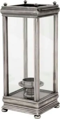 Produktbild von Casa Padrino Luxus Windlicht / Kerzenleuchter Antik-Silber 21 x 21 x H. 52 cm - Luxus Kerzenleuchter