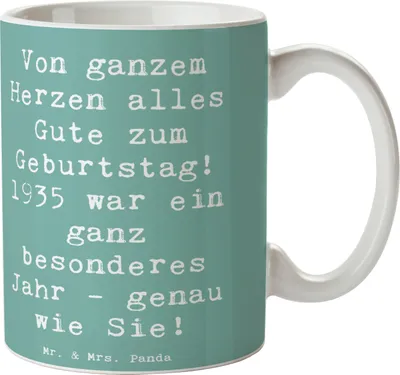 Produktbild von Mr. & Mrs. Panda Becher Spruch 1935 Geburtstag - Meeresbrise - Geschenk, Happy Birthday, Trinkbecher, Kaffeetasse, Geburtstagsjahr, Ehrentag, Tasse, Teetasse, Alter