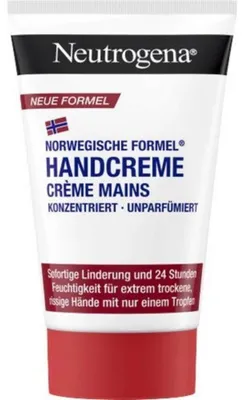Produktbild von Neutrogena Konzentrierte unparfümierte Handcreme, Creme, Frauen, trockene Haut, Empflindliche Haut, Sehr trockene Haut, Wirkt beruhigend, Schutz, Glättend, Weichmachend, 50 ml, Tube