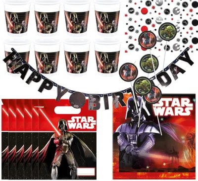 Produktbild von Star Wars - Kindergeburtstags-Set (40-teilig) Becher Girlande Dekoration Servietten Geburtstag