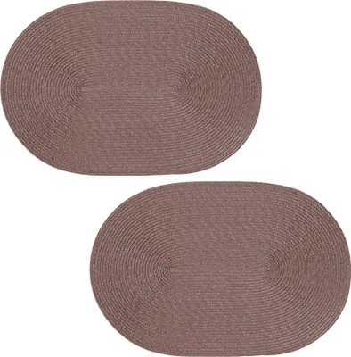 Produktbild von Platzset 2er Set Schoko oval ca. 45x30 cm Platzdeckchen Tischset geflochtene Optik