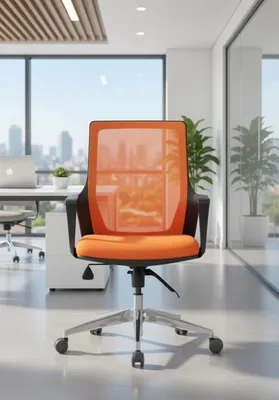 Obrázek produktu pro Ergonomická kancelářská židle v oranžové barvě pro pohodlné sezení v kanceláři