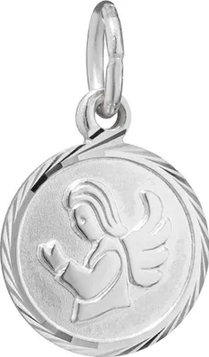 Produktbild von Engel Kettenanhänger rund – 925 Silber 18x12mm Schutzengel Medaillon
