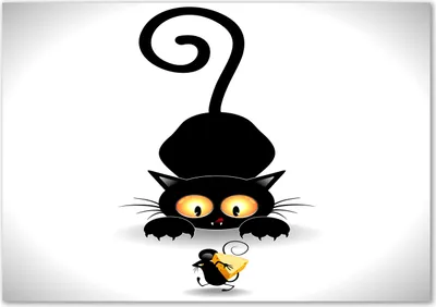 Produktbild von Tulup® Leinwandbild - 100x70 cm - Wandkunst - Drucke auf Leinwand - Leinwanddruck  - Tiere - Schwarz - Katze und Maus