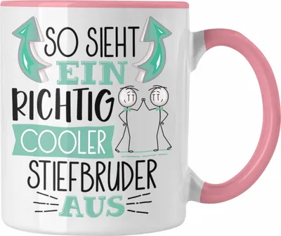 Produktbild von Trendation - Stiefbruder Tasse Geschenk So Sieht Ein RIchtig Cooler Stiefbruder Aus Geschenkidee Lustiger Spruch Geburtstag Becher Kaffeetasse (Rosa)