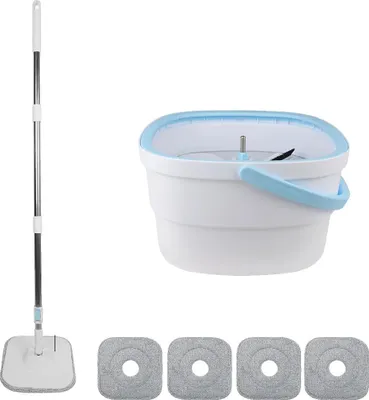 Produktbild von Wischmop-Set, 360° schwenkbarer Kopf, Abwassertrennung Design, WEISS