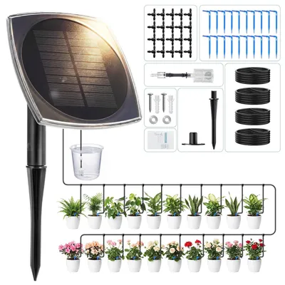 Zdjęcie produktu dla Solarny system nawadniania 20 roślin doniczkowych, 12 trybów timeru, wąż kroplujący 20 m, do balkonu