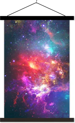 Produktbild von MuchoWow® Textilposter Sterne - Weltraum - Farben 120x180 cm mit schwarzem Rahmen - Fotos