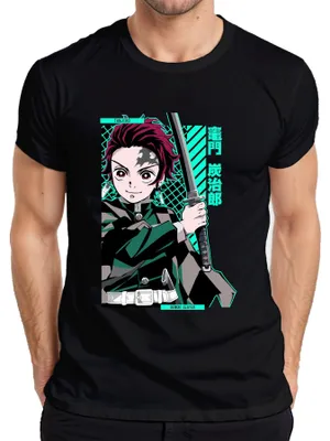 Obrázok produktu pre Tanjiro Demon Slayer Kamado Sword Anime Manga Darček Cosplay Pánske tričko, čierne, XL