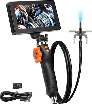 Produktbild von VEVOR Industrielles Endoskop Digitale Boroskop-Inspektionskamera Endoskopkamera 1080P HD mit wasserdichter Kamera 6,4mm IP67 Kanalkamera mit 5-Zoll-Bildschirm 0–180° bidirektional 4500mAh-Akku