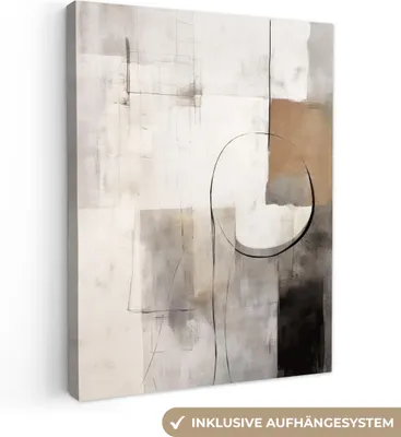 Produktbild von MuchoWow® - Leinwandbilder - Abstrakte Kunst - Industriell - Weiß - Grau, Wandbild, Wanddeko Bilder Wohnzimmer, 30x40 cm