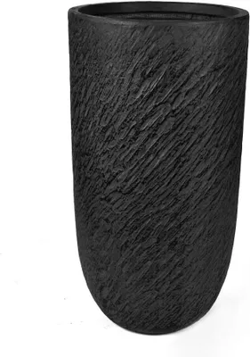 Zdjęcie produktu dla Köhko® donica z włókna szklanego doniczka na rośliny ø44xH79 cm ciemnoszara okrągła donica.