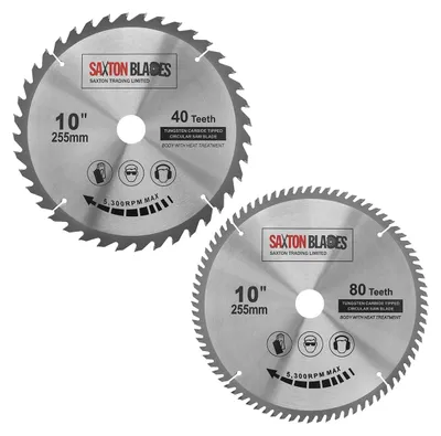 Image de 2 disques de scie circulaire de 255 mm pour le bois