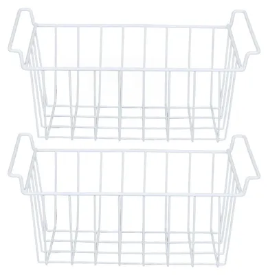 Aufbewahrungskörbe 2er-Set, Drahtkörbe mit Griffen, 49,5x24,5x20 cm