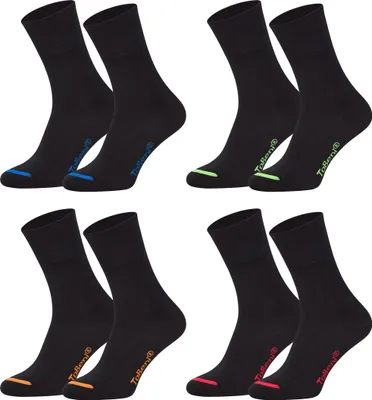 Produktbild von Tobeni 8 Paar Damen Herren Baumwollsocken Komfortbund ohne Gummi Businesssocken Atmungsaktiv Uni, Farbe:Schwarz farbige Spitze, Grösse:43-46
