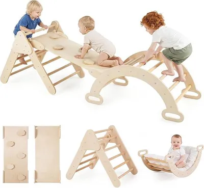 Imagen del producto de Kit de escalada 3 en 1 para niños a partir de 1 año, talla S, color macaron, con cojín