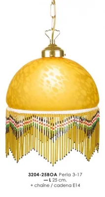 Immagine prodotto di Lampada a sospensione Casa Padrino in stile rustico, con decorazioni in vetro, nei colori oro e giallo, diametro 25 cm