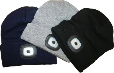 Produktbild von Oleanderhof Gadgets Sportbekleidung Geschenkidee Damen Herren LED-Haube mit Stirntaschenlampe (abziehbar) (WM1582-schwarz)