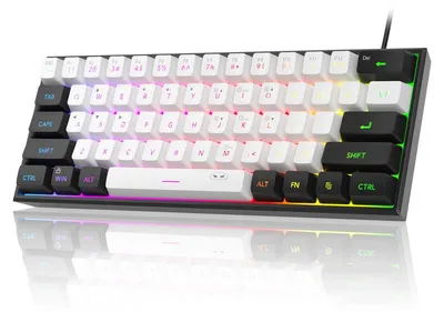 Produktbild von 60% Mini Tastatur Kabelgebunden RGB, 61 Tasten Membran, USB, Anti-Ghosting, Kompakt Gaming Keyboard, Kompatibel mit PC Laptop
