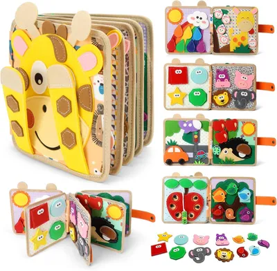 Produktbild von Busy Board ab 1 Jahr Montessori Spielzeug Baby Kinderspielzeug Babybücher Weichem Filz Motorikspielzeug Lernspielzeug Busy Book ab 1-6 Jahr Geschenk