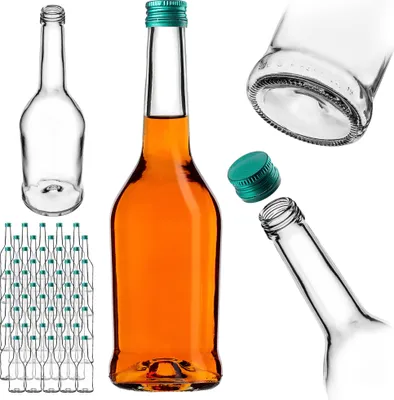 Produktbild von KADAX Likörflaschen 500ml, 50 Stück, Leere Flaschen zum Befüllen von Öl, Essig, Likör, Wein und Schnaps, Glasflaschen, Schnapsflaschen, Saftflaschen (Grün)