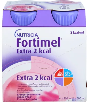Produktbild von FORTIMEL Extra 2kcal Erdbeergeschmack, 4X200 ml FLU